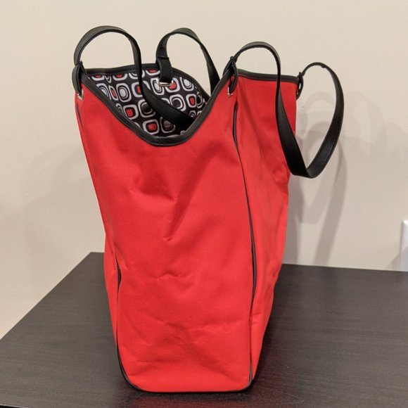 Fire Engine Red Mid-Sized Shoulder Tote Bag Purse - Picture 4 of 10